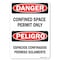 Signmission OSHA Danger Decal, Confined Space Permit Only Bilingual, 10in X 7in Decal, 7" H, 10" W, Landscape OS-DS-D-710-L-19303 - alternate 1